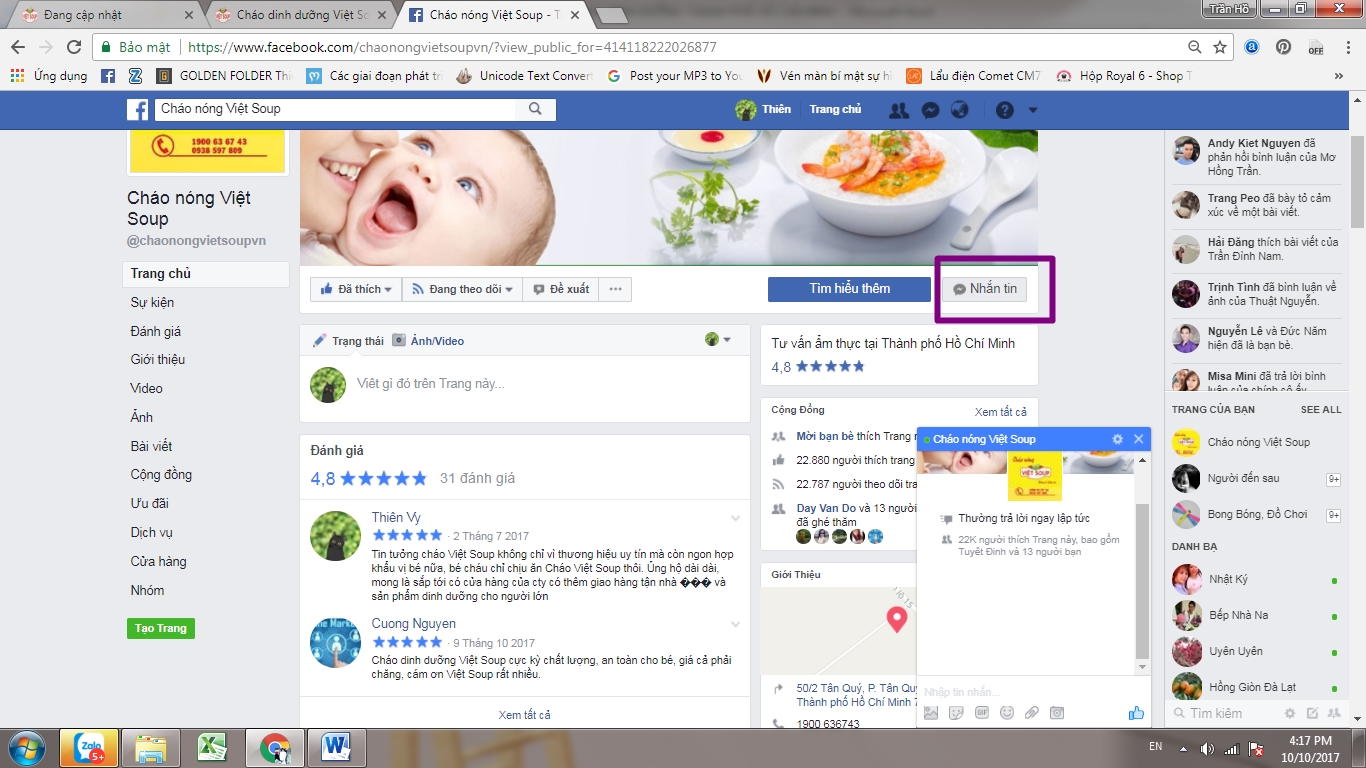 Fanpage cháo dinh dưỡng