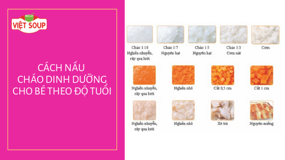 Cách nấu cháo dinh dưỡng cho bé theo độ tuổi