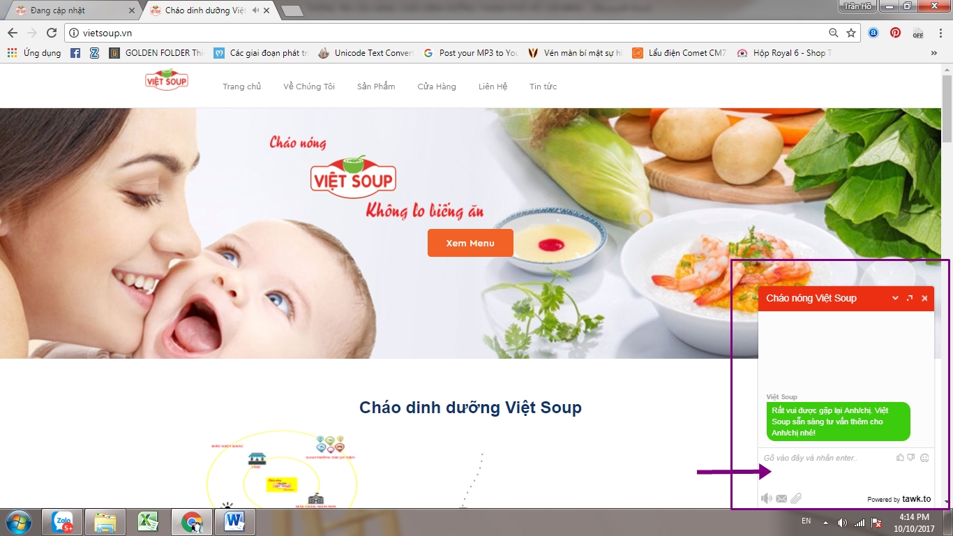 website cháo dinh dưỡng