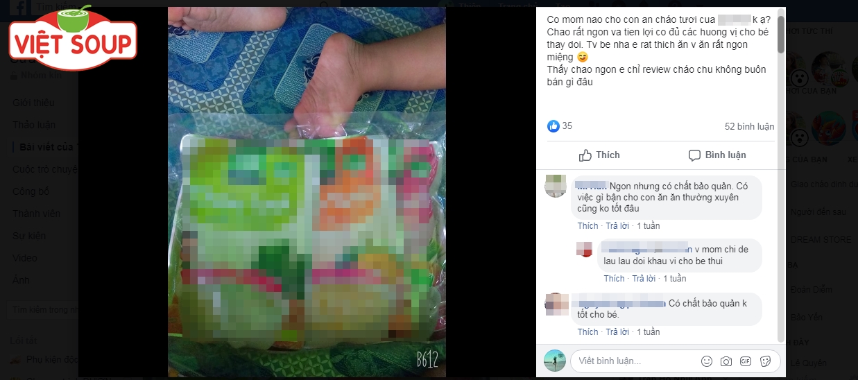 cháo tươi có chất bảo quản