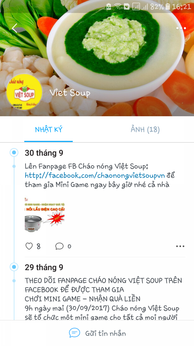 Zalo cháo dinh dưỡng 